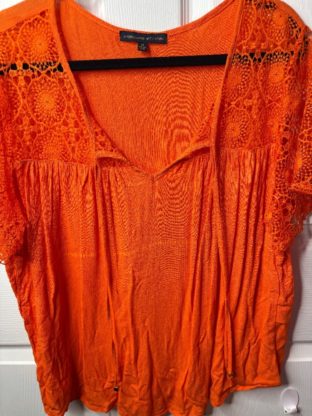 Adrienne Vittadini Elegant Orange Lace Women's Top Size XL